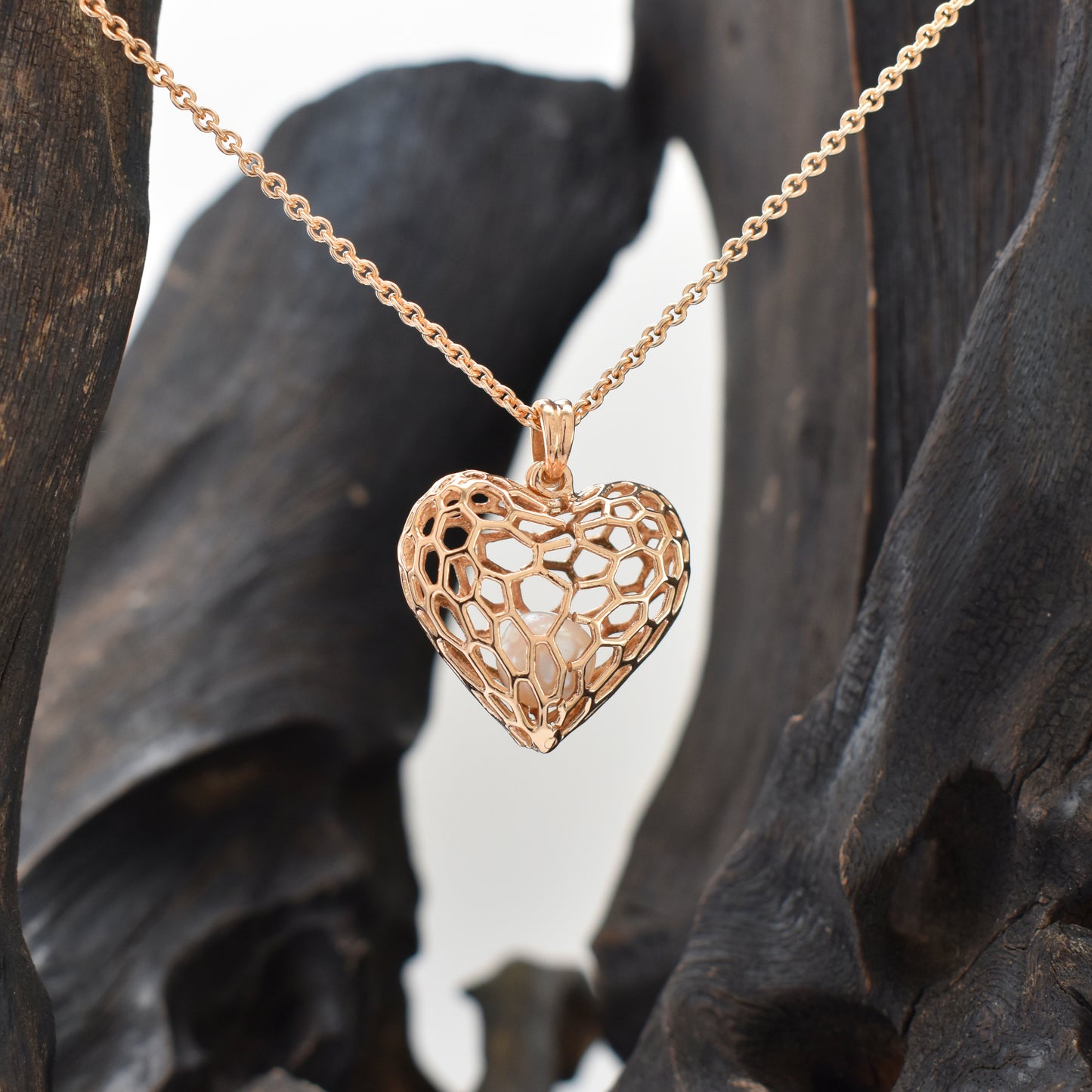 Herzanhänger "Käfig der Liebe" mit Halskette