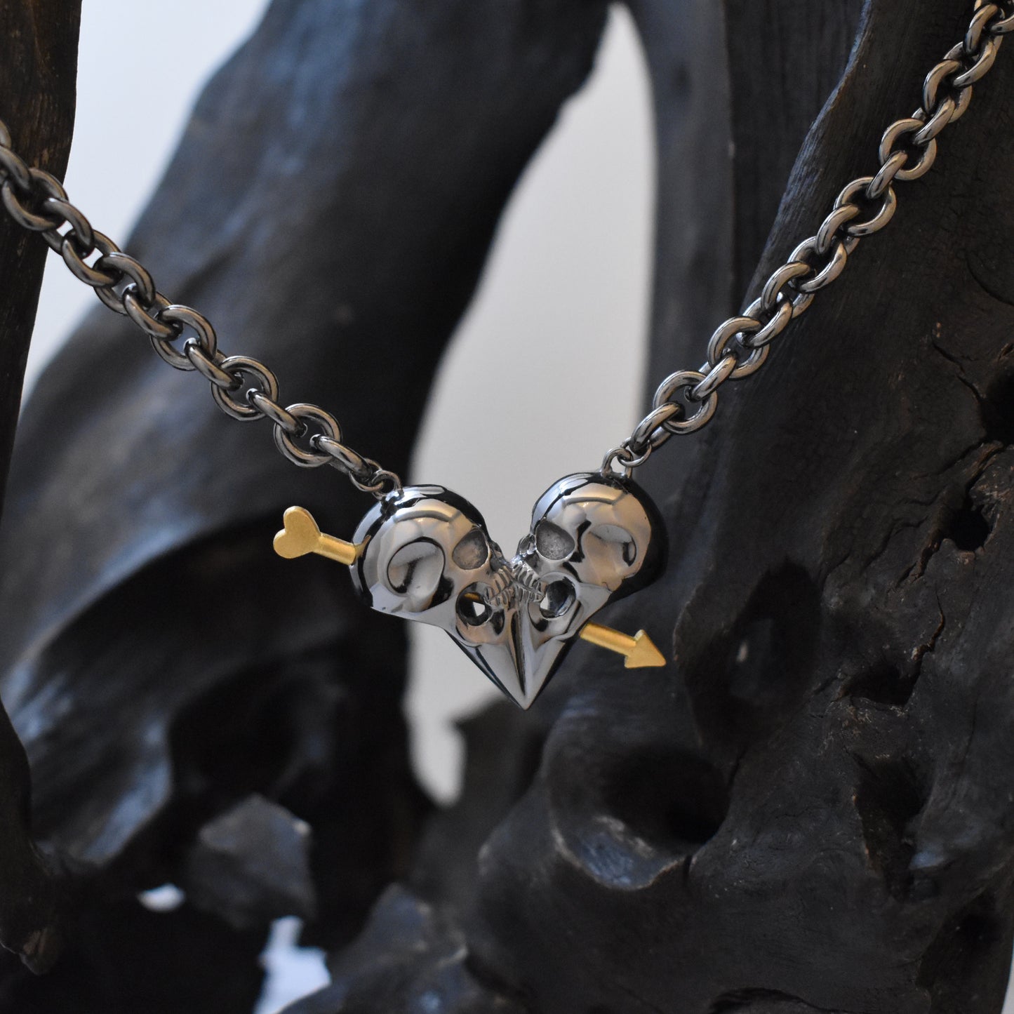 Herzanhänger "Ewige Liebe" Schwarzrhodium mit massiver Halskette